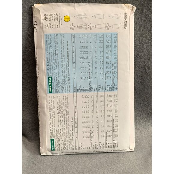 Butterick 4308 Fast & Easy Sewing Pattern For Women's Skirts Sizes 6-8-10 - Picture 2 of 2